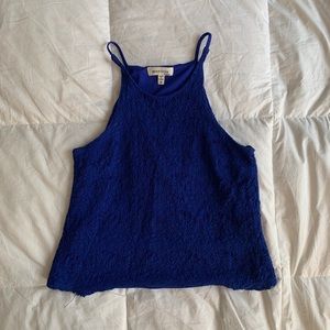 Blue Monteau S lace high neck spaghetti strap top
